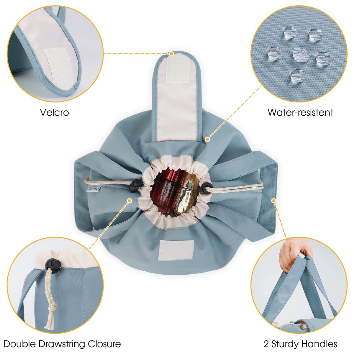 Barrel Drawstring Makeup Bag Large Cosmetic Bag Toiletry Organizer for Women and Girls – narwey Barrel Drawstring Makeup Bag Large Cosmetic Bag Toiletry Organizer for Women and Girls – narwey
