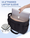 Puffer Tote Bag for Women, Shoulder Bag Handbag with Cup Holder & 15.6" Laptop Compartment & Trolley Sleeve for Travel, Work, Nurse, Lightweight, 20L