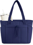Puffer Tote Bag for Women, Shoulder Bag Handbag with Cup Holder & 15.6" Laptop Compartment & Trolley Sleeve for Travel, Work, Nurse, Lightweight, 20L
