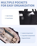 Puffer Tote Bag for Women, Shoulder Bag Handbag with Cup Holder & 15.6" Laptop Compartment & Trolley Sleeve for Travel, Work, Nurse, Lightweight, 20L
