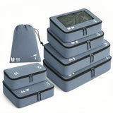 7 Pcs Packing Cubes for Travel Organizer Tear-Resistant with Number Icon Handle Storage Bags for Carry on Bag for Clothes Shoes