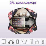 Quilted Travel Duffel Bag for Women Trolley Sleeve Tote Floral Print Personal Item Bag for Spirit Airlines Approved Underseat Carry on Weekender Gym Bag Christmas Gift