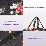 Quilted Travel Duffel Bag for Women Trolley Sleeve Tote Floral Print Personal Item Bag for Spirit Airlines Approved Underseat Carry on Weekender Gym Bag Christmas Gift
