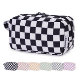 Narwey Mini Cute Checkered Makeup Bag with Organized Pockets for Women