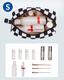 Narwey Mini Cute Checkered Makeup Bag with Organized Pockets for Women