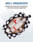 Narwey Mini Cute Checkered Makeup Bag with Organized Pockets for Women