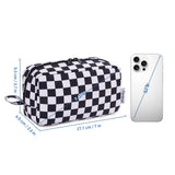 Narwey Mini Cute Checkered Makeup Bag with Organized Pockets for Women