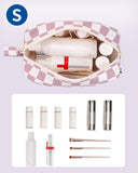Narwey Mini Cute Checkered Makeup Bag with Organized Pockets for Women