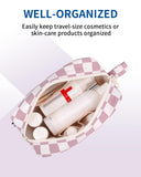 Narwey Mini Cute Checkered Makeup Bag with Organized Pockets for Women