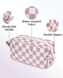 Narwey Mini Cute Checkered Makeup Bag with Organized Pockets for Women
