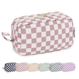 NW5207C Narwey Checkered Makeup Bag Travel Cosmetic Bag Organizer Small Toiletry Bag Make Up Bags with Comparments for Women and Girls, Gift for Teen Girls