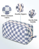 NW5207C Narwey Checkered Makeup Bag Travel Cosmetic Bag Organizer Small Toiletry Bag Make Up Bags with Comparments for Women and Girls, Gift for Teen Girls