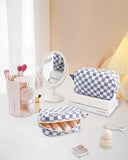 NW5207C Narwey Checkered Makeup Bag Travel Cosmetic Bag Organizer Small Toiletry Bag Make Up Bags with Comparments for Women and Girls, Gift for Teen Girls