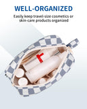 Narwey Mini Cute Checkered Makeup Bag with Organized Pockets for Women