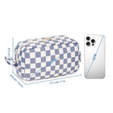 Narwey Mini Cute Checkered Makeup Bag with Organized Pockets for Women