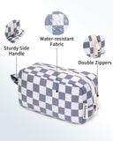 Narwey Mini Cute Checkered Makeup Bag with Organized Pockets for Women