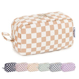 NW5207C Narwey Checkered Makeup Bag Travel Cosmetic Bag Organizer Small Toiletry Bag Make Up Bags with Comparments for Women and Girls, Gift for Teen Girls