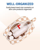 Narwey Mini Cute Checkered Makeup Bag with Organized Pockets for Women
