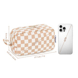 Narwey Mini Cute Checkered Makeup Bag with Organized Pockets for Women