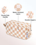 Narwey Mini Cute Checkered Makeup Bag with Organized Pockets for Women