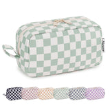 NW5207C Narwey Checkered Makeup Bag Travel Cosmetic Bag Organizer Small Toiletry Bag Make Up Bags with Comparments for Women and Girls, Gift for Teen Girls