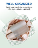 NW5207C Narwey Checkered Makeup Bag Travel Cosmetic Bag Organizer Small Toiletry Bag Make Up Bags with Comparments for Women and Girls, Gift for Teen Girls