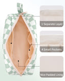 NW5207C Narwey Checkered Makeup Bag Travel Cosmetic Bag Organizer Small Toiletry Bag Make Up Bags with Comparments for Women and Girls, Gift for Teen Girls