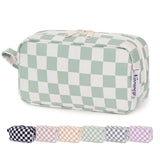 Narwey Mini Cute Checkered Makeup Bag with Organized Pockets for Women