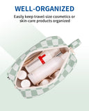 Narwey Mini Cute Checkered Makeup Bag with Organized Pockets for Women