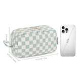 Narwey Mini Cute Checkered Makeup Bag with Organized Pockets for Women