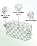 Narwey Mini Cute Checkered Makeup Bag with Organized Pockets for Women