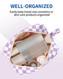 NW5207C Narwey Checkered Makeup Bag Travel Cosmetic Bag Organizer Small Toiletry Bag Make Up Bags with Comparments for Women and Girls, Gift for Teen Girls