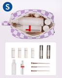 Narwey Mini Cute Checkered Makeup Bag with Organized Pockets for Women