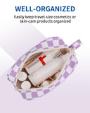 Narwey Mini Cute Checkered Makeup Bag with Organized Pockets for Women