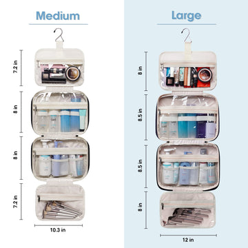hanging travel toiletries bags Pack It All - Multi-Purpose Bag Unzips to reveal 4 spacious compartments and a front zipper pocket Travel Hanging Toiletry Bag Large/Medium