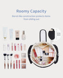 Narwey Lay Flat Open Drawstring Puffer Makeup Bag, Large Quilted Cosmetic Bag for Women Girls, Cute Make up Bags with Handle, Travel Toiletry Bag