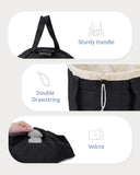 Narwey Lay Flat Open Drawstring Puffer Makeup Bag, Large Quilted Cosmetic Bag for Women Girls, Cute Make up Bags with Handle, Travel Toiletry Bag