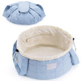 Narwey Lay Flat Open Drawstring Puffer Makeup Bag, Large Quilted Cosmetic Bag for Women Girls, Cute Make up Bags with Handle, Travel Toiletry Bag