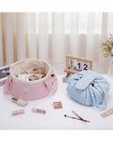 Narwey Lay Flat Open Drawstring Puffer Makeup Bag, Large Quilted Cosmetic Bag for Women Girls, Cute Make up Bags with Handle, Travel Toiletry Bag