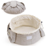 Narwey Lay Flat Open Drawstring Puffer Makeup Bag, Large Quilted Cosmetic Bag for Women Girls, Cute Make up Bags with Handle, Travel Toiletry Bag