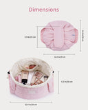 Narwey Lay Flat Open Drawstring Puffer Makeup Bag, Large Quilted Cosmetic Bag for Women Girls, Cute Make up Bags with Handle, Travel Toiletry Bag