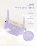 Narwey Lay Flat Open Drawstring Puffer Makeup Bag, Large Quilted Cosmetic Bag for Women Girls, Cute Make up Bags with Handle, Travel Toiletry Bag