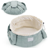 Narwey Lay Flat Open Drawstring Puffer Makeup Bag, Large Quilted Cosmetic Bag for Women Girls, Cute Make up Bags with Handle, Travel Toiletry Bag