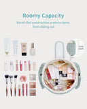 Narwey Lay Flat Open Drawstring Puffer Makeup Bag, Large Quilted Cosmetic Bag for Women Girls, Cute Make up Bags with Handle, Travel Toiletry Bag