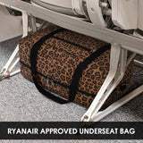 Leopard Print Small Weekender Bag for Women Cute Duffel Bags for Spirit Airlines Personal Item Bag Flower Print Lightweight Overnight Carry on