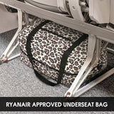 Leopard Print Small Weekender Bag for Women Cute Duffel Bags for Spirit Airlines Personal Item Bag Flower Print Lightweight Overnight Carry on