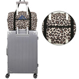Leopard Print Small Weekender Bag for Women Cute Duffel Bags for Spirit Airlines Personal Item Bag Flower Print Lightweight Overnight Carry on