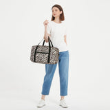 Leopard Print Small Weekender Bag for Women Cute Duffel Bags for Spirit Airlines Personal Item Bag Flower Print Lightweight Overnight Carry on
