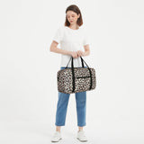 Leopard Print Small Weekender Bag for Women Cute Duffel Bags for Spirit Airlines Personal Item Bag Flower Print Lightweight Overnight Carry on
