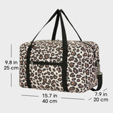 Leopard Print Small Weekender Bag for Women Cute Duffel Bags for Spirit Airlines Personal Item Bag Flower Print Lightweight Overnight Carry on